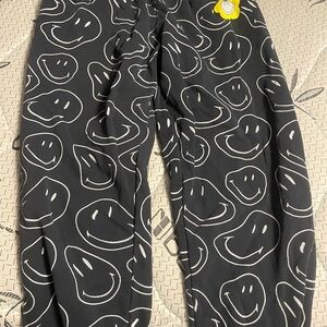 Kids Black Smiley Face Pants